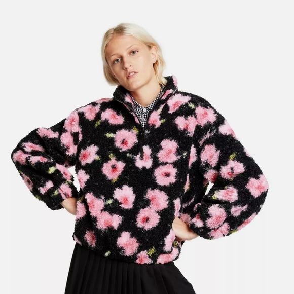 Target Teddy Fleece Floral Pullover Xs 